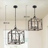 LNC Ribbon 4-Light 14.5" Farmhouse Square Small Chandelier, Matte Black and Gray Wood Tone - 4 of 4