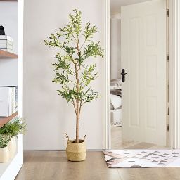 VECELO 71"/59" Artificial Olive Tree Potted Faux Green Plant Faux Olive Trees in Pot
