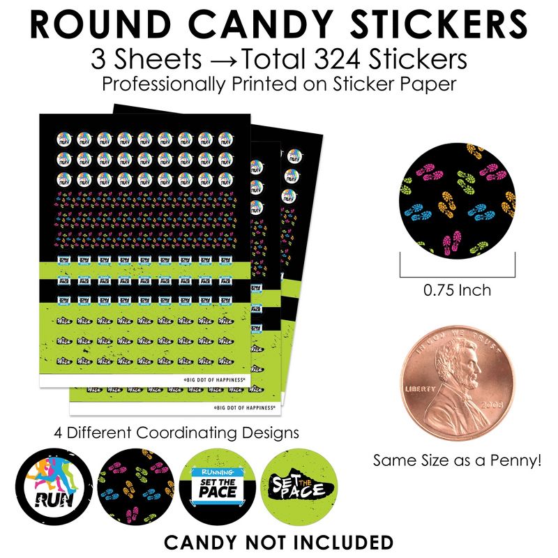 Big Dot of Happiness Set the Pace - Running - Track, Cross Country or Marathon Party Small Round Candy Stickers - Party Favor Labels - 324 Count, 3 of 8