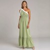 Knit & Lounge Women’s One Shoulder Maxi Dress Pleated Strap Elastic Waist Tiered Hem Soft Flowy Resort Style - 4 of 4