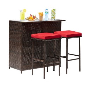 BestMassage Wicker Patio Furniture 3 Piece Rattan Table and Chairs - 1 of 4