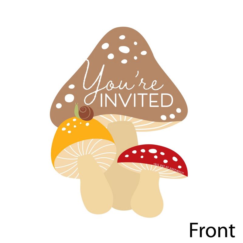 Big Dot of Happiness Wild Mushrooms - Shaped Fill-In Invitations - Red Toadstool Party Invitation Cards with Envelopes - Set of 12, 4 of 9