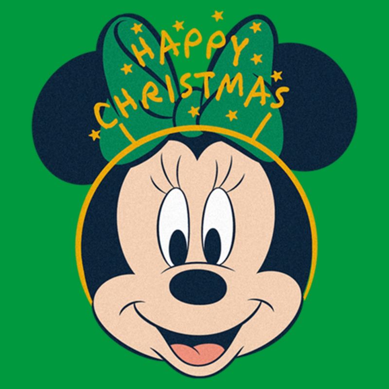Juniors Womens Minnie Mouse Happy Christmas Headband T-Shirt, 2 of 5