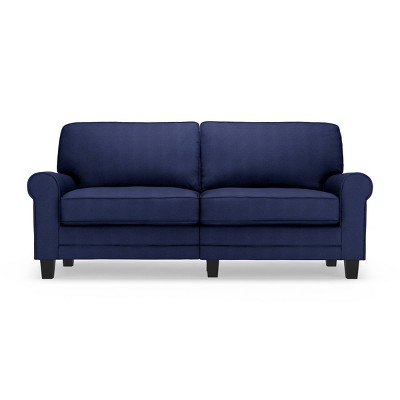 Navy Blue 73" Plush Rolled Arm Sofa with Wood Frame and Pillow Back