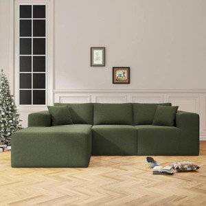 SYFERLORY 108" Cloud Sectional Couch with L-Shape Chaise,4 Seat Modern Modular Sofa with Deep Seat, No Assembly Required (Green) - 1 of 4