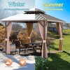 COWLOWN 12x12 Hardtop Gazebo with Curtains & Netting, Double-Tier Metal Roof Pavilion for Outdoor Patios, Gardens, and Lawns, Durable Aluminum Frame - 3 of 4