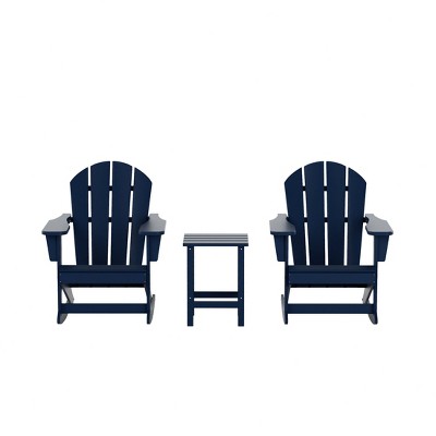 WestinTrends 3 Piece set Outdoor Patio Poly Adirondack rocking chairs with side table