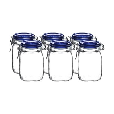 Bormioli Rocco Fido Blue 33.75 oz Square Jar pack of 6
