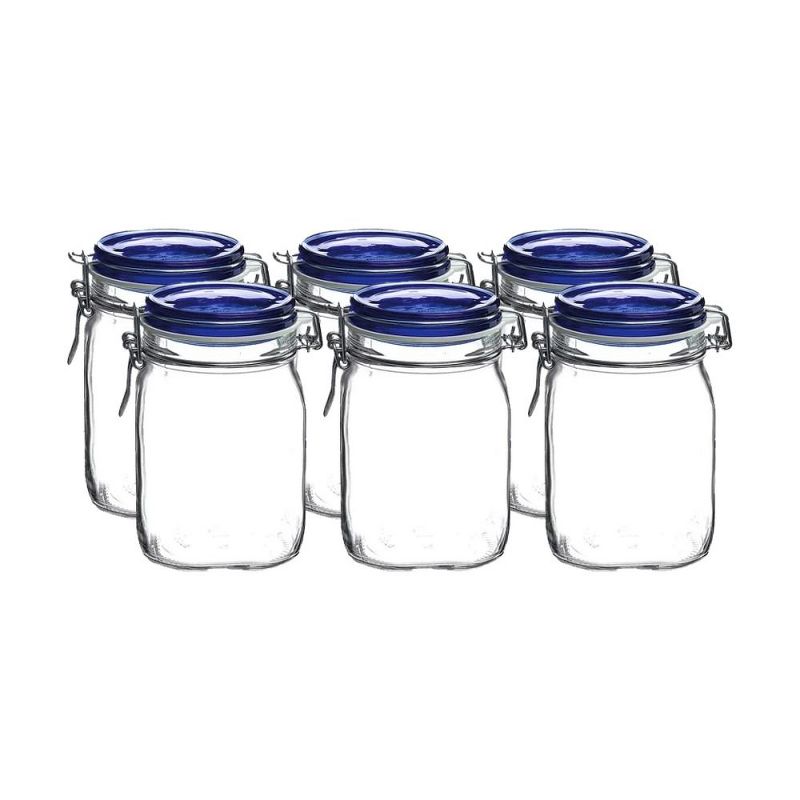 Bormioli Rocco Fido Blue 33.75 oz Square Jar pack of 6, 1 of 6