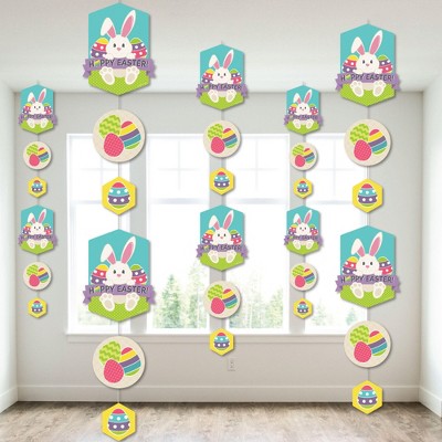 Big Dot of Happiness Hippity Hoppity - Easter Bunny Party DIY Dangler Backdrop - Hanging Vertical Decorations - 30 Pieces