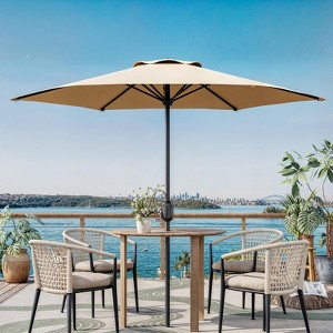 7.5ft Patio Umbrella - 6-Rib UV Protection & Waterproof for Deck/Pool/Backyard (Tan, Quick-Dry Fabric) - 1 of 4