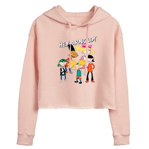Women's - Hey Arnold! - Group Shot Cropped Graphic Hoodie - 1 of 3