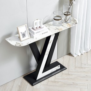 48-Inch Modern Console Table with Exquisite Curved Design & Adjustable Feet, Black - 1 of 4