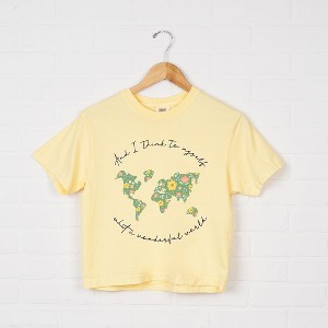 Simply Sage Market Women's What A Wonderful World Short Sleeve Relaxed Fit Cropped Tee - 1 of 3