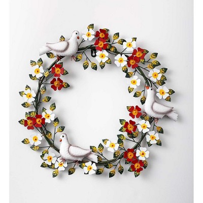 Plow & Hearth Handmade Doves and Flowers Metal Wreath