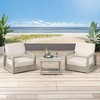 Christopher Knight Home Errol Contemporary Outdoor Acacia Wood 3 Piece Chat Set with Cushions - 2 of 4