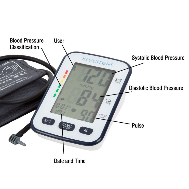 Fleming Supply Digital Blood Pressure Upper Arm Cuff With LCD Display for Monitoring Hypertension - Black, 2 of 7