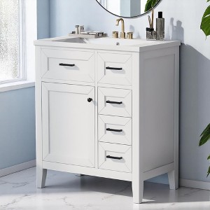 Mshliw Modern 30 Inch Bathroom Vanity with Sink, Storage Cabinet with Door and Drawers, MDF and Solid Wood Frame - 1 of 4