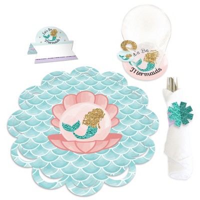Big Dot of Happiness Let’s Be Mermaids - Baby Shower or Birthday Party Paper Charger and Table Decorations - Chargerific Kit - Place Setting for 8