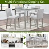 5 Piece Counter Height Wooden Kitchen Dining Room Set,Wood Square Dining Table for 4 with Upholstered Parsons Dining Room Chairs-Cuddlewood - 3 of 4