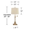360 Lighting Westbury 36" Tall Skinny Large Traditional End Table Lamp Swing Arm Gold Antique Brass Finish Single Clermont Beige Shade Living Room - 4 of 4