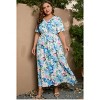 Womens Plus Size Casual V Neck Wrap Maxi Dress High Waist Ruffle Summer Dress with Belt - 2 of 4
