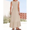 Women's 2025 Summer Sleeveless Dress Square Neck Pleated Swing Casual Maxi Dresses with Pockets - 4 of 4