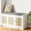 PAGED Rustic Storage Bench, Wood Entryway Shoe Bench with Removable Cushion and Woven Rattan Doors, Foot Stool for Entryway, Living Room - 3 of 4