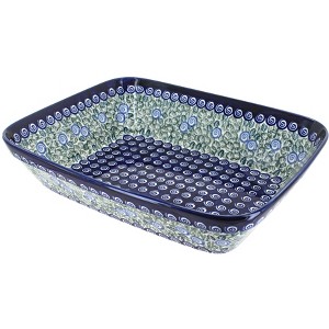 Blue Rose Polish Pottery 1351 Zaklady Large Deep Baker - 1 of 1