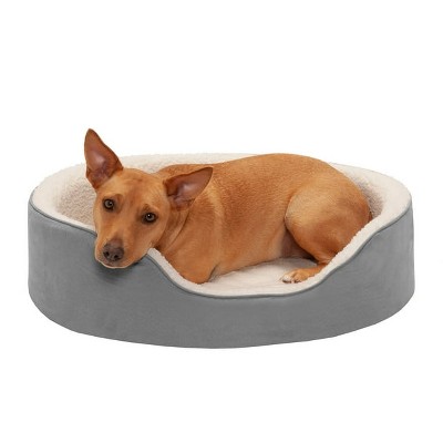 FurHaven Faux Fleece & Suede Oval Cuddler Dog Bed