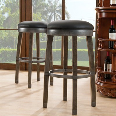 Graystone and Black Swivel Counter Stool with Faux Leather Seat