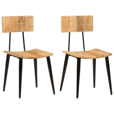 vidaXL Dining Chairs, 2 Pcs, 17.3"x15.7"x31.5" Solid Wood Mango