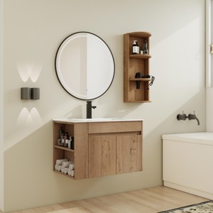 Akoasm 30 Inch Wall Bathroom Storage Vanity Cabinet Rack With Soft Close Doors(WITH SINK)-Oak - 1 of 4
