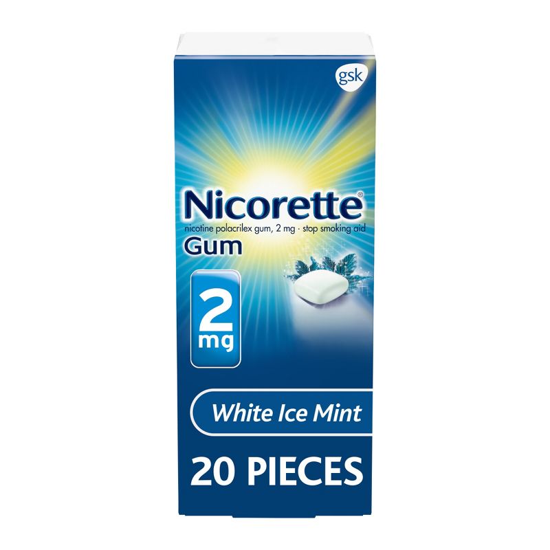 Nicorette 2mg Stop Smoking Aid Gum - White Ice Mint, 1 of 12