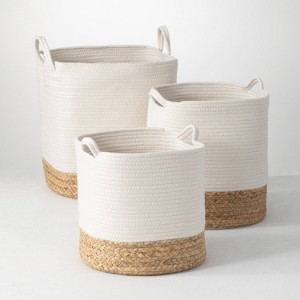 Sullivans Set Of 3 Basket Water Hyacinth Baskets 18.5"H, 14.5"H & 12.5"H Off-White - 1 of 4