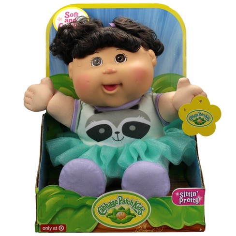 Cabbage Patch Kids 12 Sitting Pretty Black Hair Doll Raccoon
