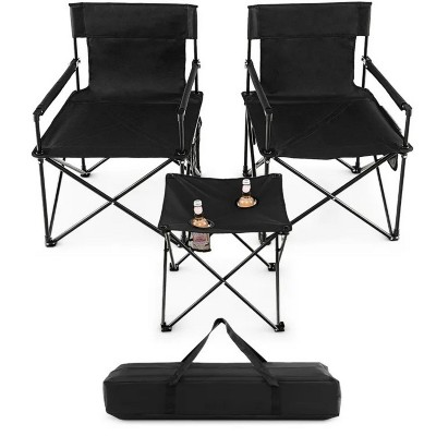 18.5'' Outdoor Folding Camping Chairs and Table Set with Carrying Bag