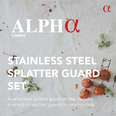 Alpha Living 13", 11.5", 9.5" Splatter Guards for Frying Pan & Food Strainer and Universal Cookware - Stops 99% of Hot Oil Splash - RED Handle