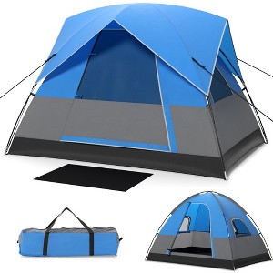 Tangkula Camping Tent for 2-3 People Waterproof & Windproof Family Dome Tent w/ Rainfly Blue - 1 of 4