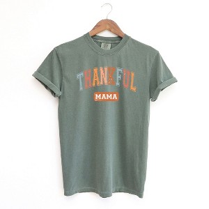 Simply Sage Market Women's Varsity Thankful Mama Short Sleeve Garment Dyed Tee - 1 of 2