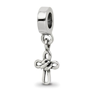 Black Bow Jewelry Sterling Silver Dangling Cross Dangle Bead Charm - 1 of 4