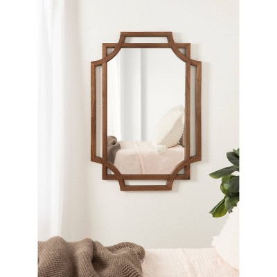 Minuette 40"x27" Natural Mango Wood Geometric Wall Mirror