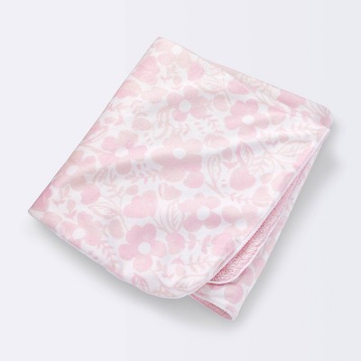 Plush Velboa Baby Blanket Watercolor Floral - Cloud Island™ Pink Lemonade