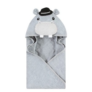 Hudson Baby Unisex Cotton Animal Face Hooded Towel, Hippo, One Size - 1 of 2