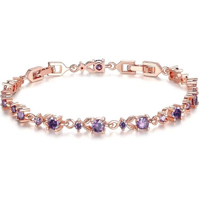 14K Gold Plated Cubic Zirconia Tennis Bracelet for Women, Adjustable Size 6.5-8 Inches for Wedding and Special Occasions