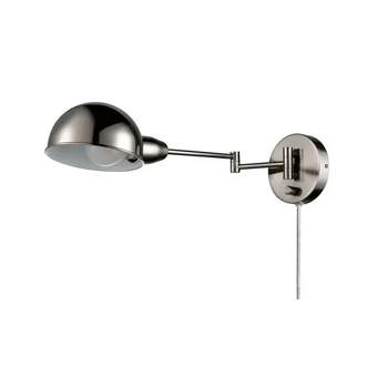 Globe Electric 10 Watt LED Pharmacy Wall Sconce with Steel Finish, Canopy, and Pivoting Extendable Arm for Home Improvement, Silver