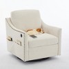 Upholstered Swivel Armchair with USB Port and Storage Pocket - 3 of 4