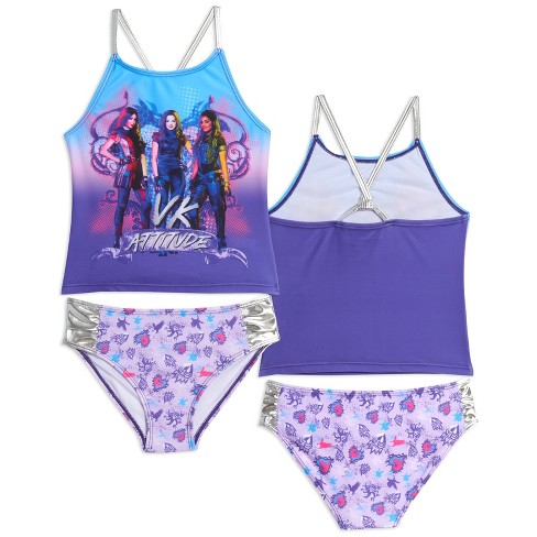 Disney Descendants Mal Evie Uma Big Girls Tankini Top And Bikini Bottom Swim  Set Purple 14-16 : Target