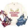 Country Girl Antlers Puff Print - Womens Garment Dyed Long Sleeve Graphic T-Shirt - 2 of 3