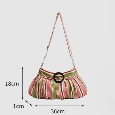 Сумки Alilang Striped Shoulder for Women, Slouchy Underarm Purse with Adjustable Strap - Green — фото 2